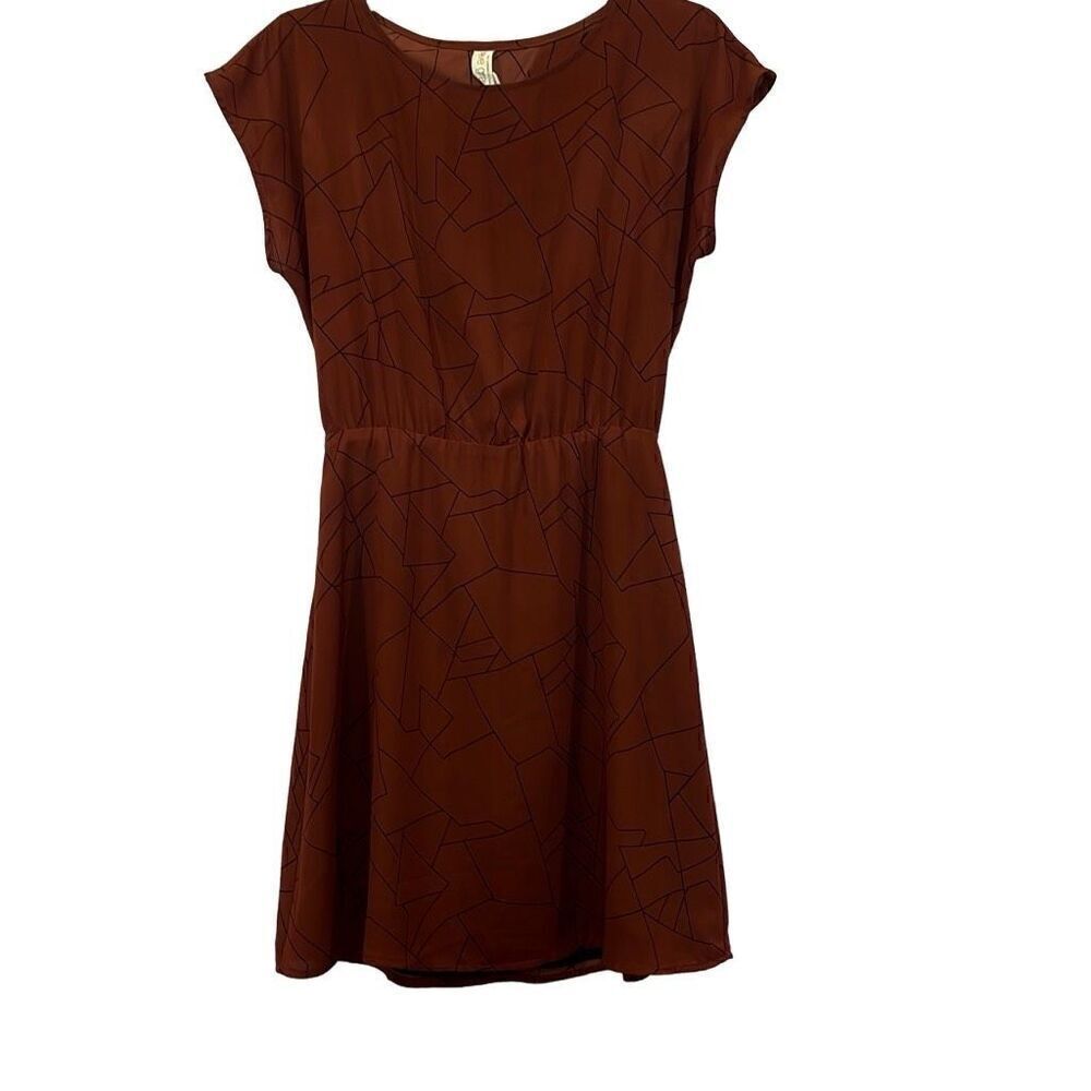Eve Gravel Geometric Dress Open back Sz.XS Rust